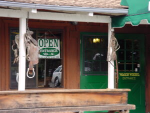 saddle outside wagon wheel restaurant