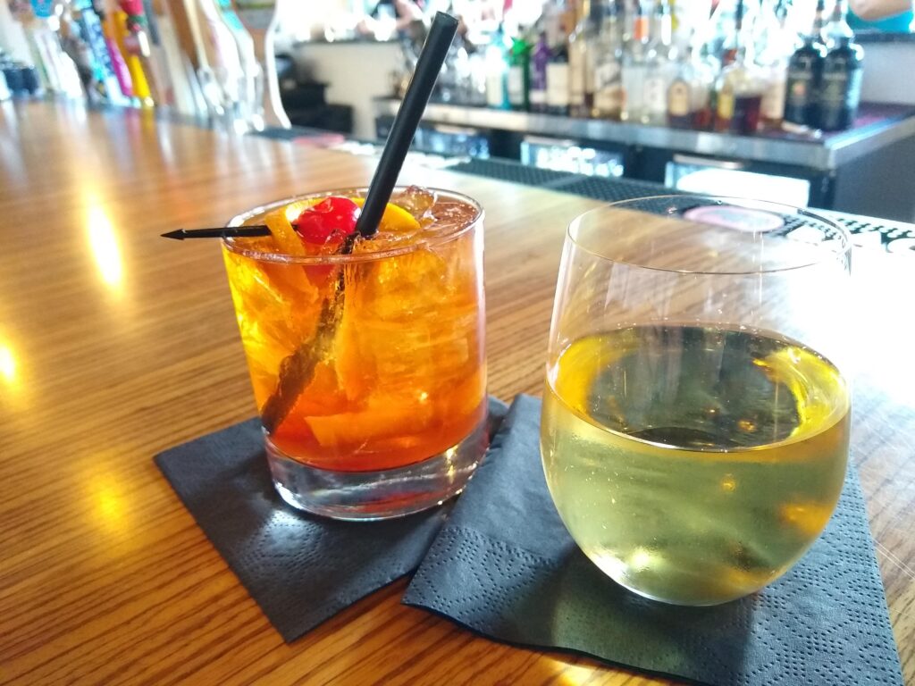 cocktails at the bar