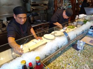 shucking oysters