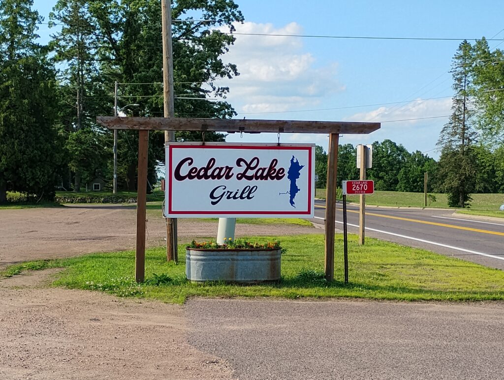 cedar lake grill sign